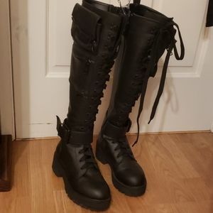 Dolls Kill Current Mood Pocket Knee High Boots